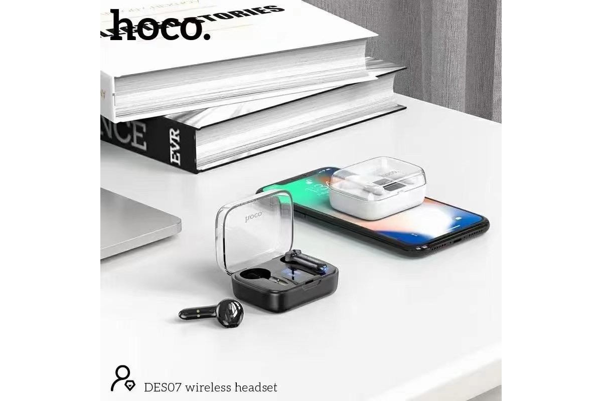 Беспроводные наушники DES07 TWS wireless headset  HOCO белые