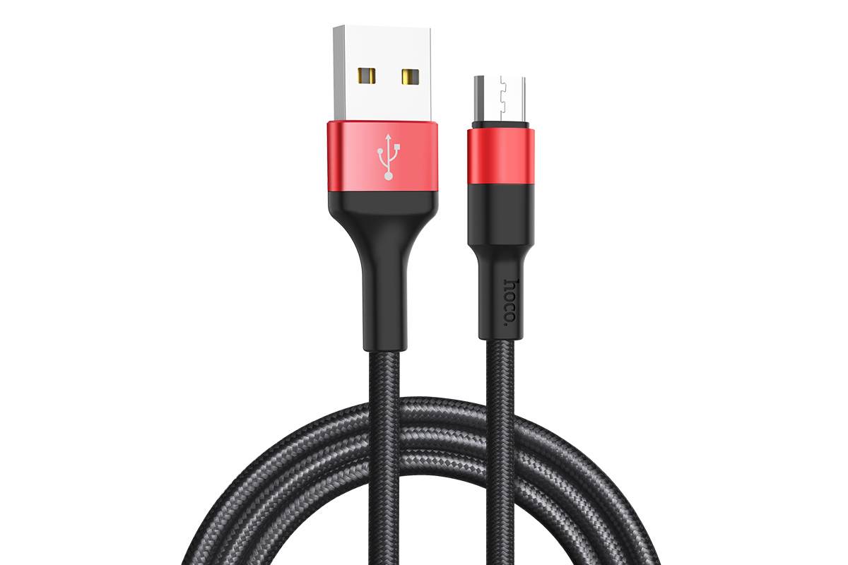 Кабель USB micro USB HOCO X26 Xpress charging data cable (черно-красный) 1 метр