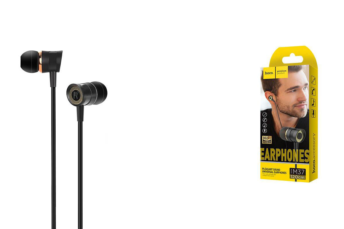 Гарнитура HOCO M37 pleasant sound universal earphones with microphon 3.5мм черный