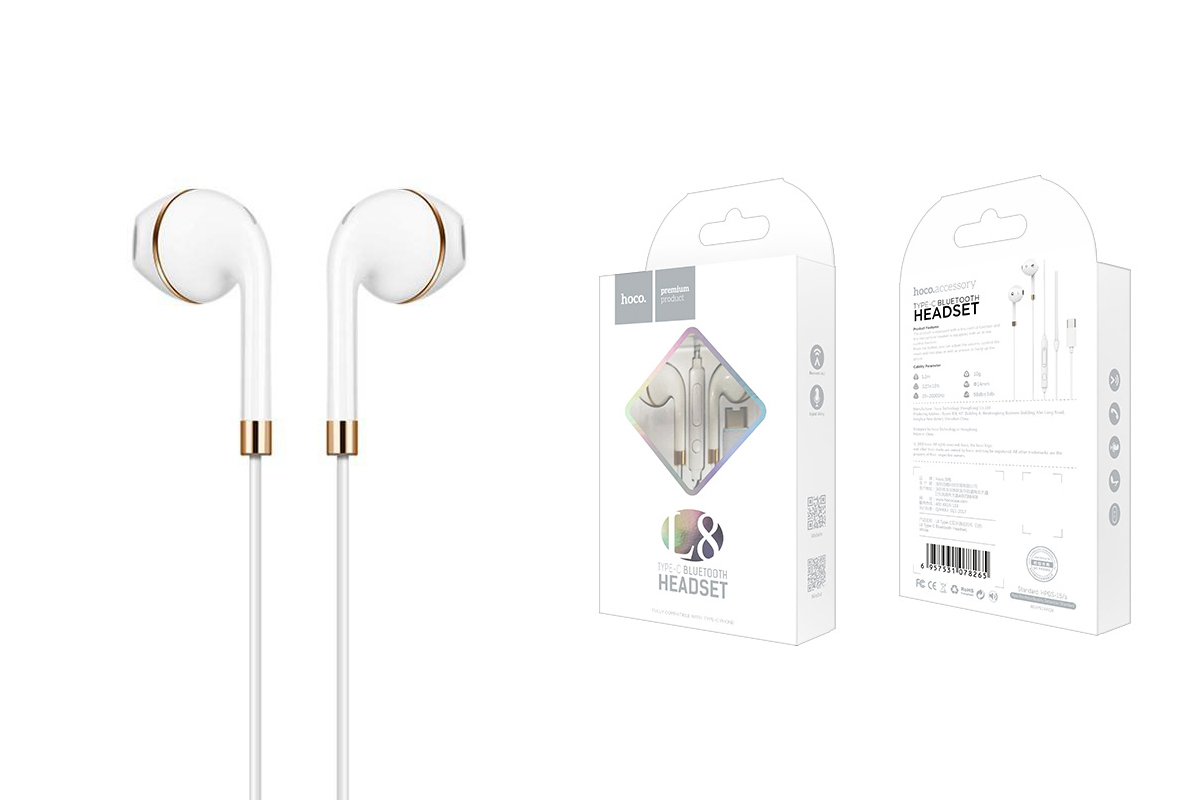 Bluetooth-гарнитура L8 Type-C bluetooth earphones HOCO белая