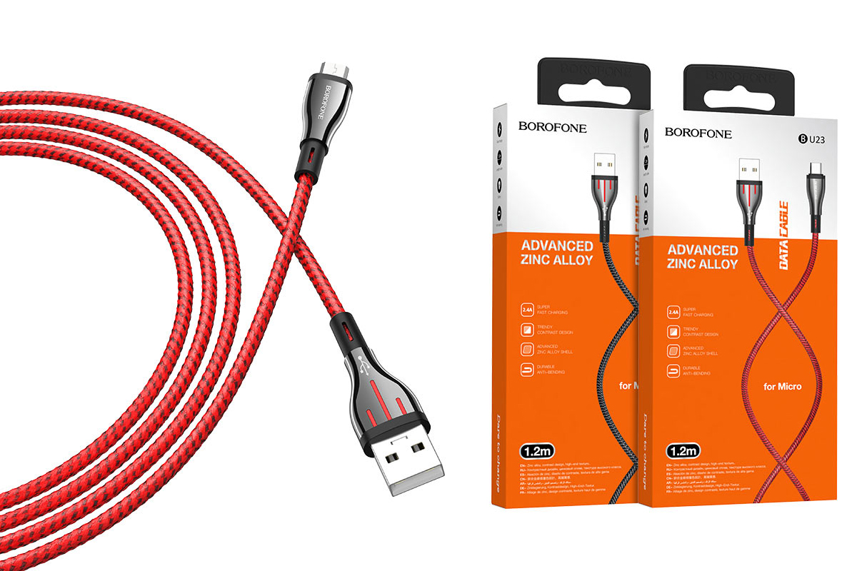 Кабель USB micro USB BOROFONE BU23 Highway charging data cable (красный) 1 метр