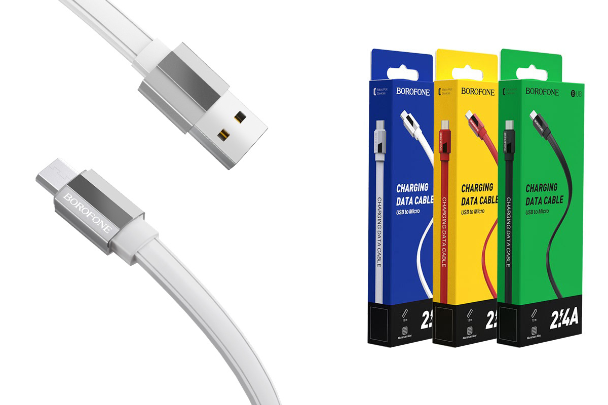 Кабель USB micro USB BOROFONE BU8 Glory charging data cable (белый) 1 метр
