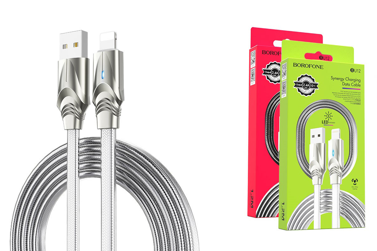 Кабель для iPhone BOROFONE BU12 Synergy charging data cable for Lightning 1м серый