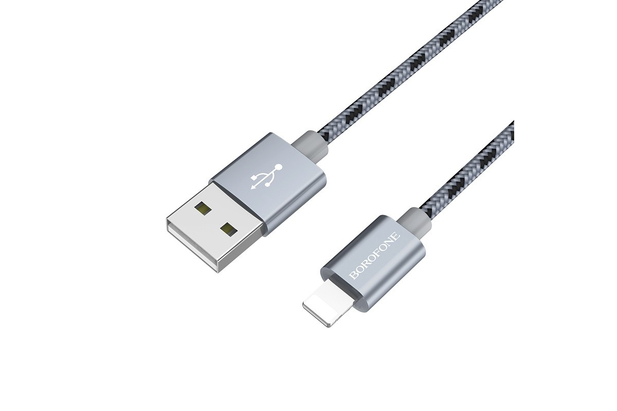 Кабель для iPhone BOROFONE BX24 Ring current charging data cable for Lightning 1м серый