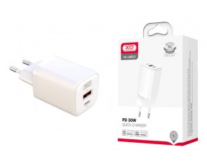 Сетевое зарядное устройство USB USB-C XO L96(EU) быстрая зарядка (PD30W / USB QC18W) (Белый)