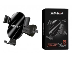 Держатель автомобильный для телефона WALKER CX-051 гравитационный на воздуховод, с беспроводным ЗУ, черный