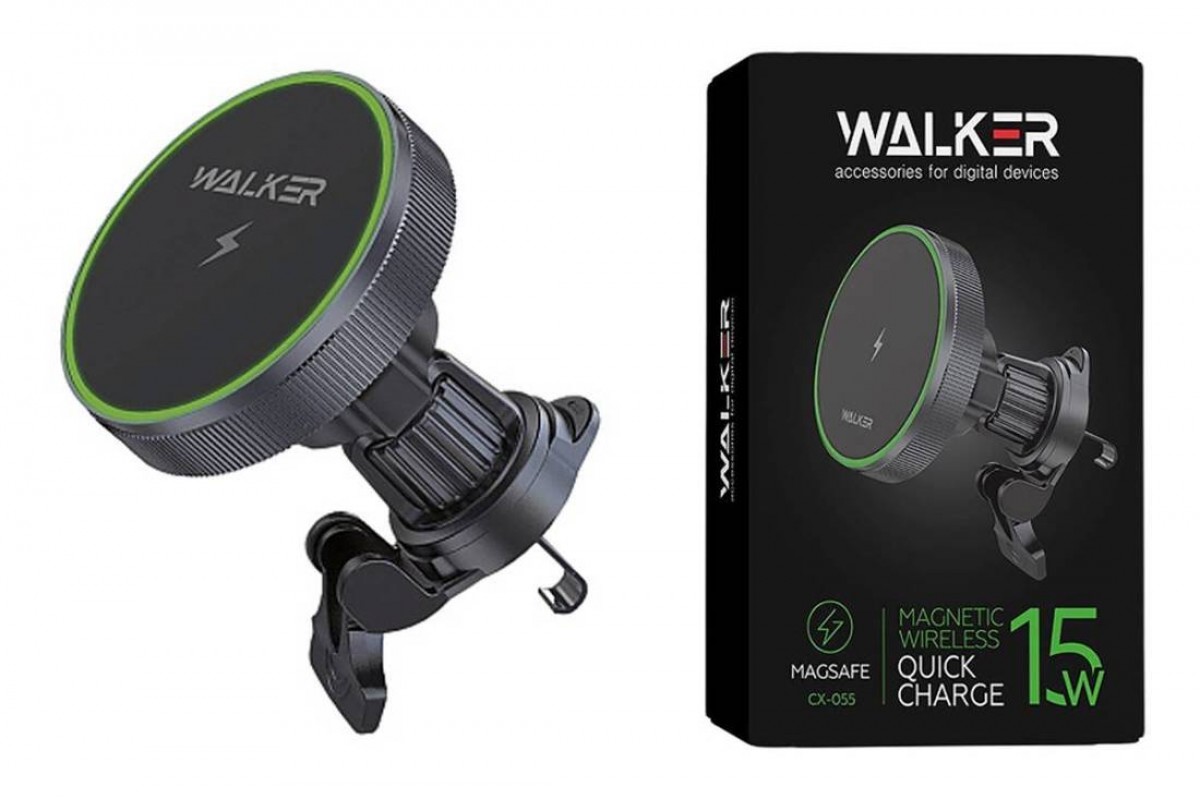 Держатель автомобильный для телефона WALKER CX-055 магнитный на воздуховод, с беспроводным ЗУ, черный Держатель автомобильный для телефона WALKER CX-055 магнитный на воздуховод, с беспроводным ЗУ, черный