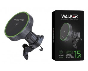 Держатель автомобильный для телефона WALKER CX-055 магнитный на воздуховод, с беспроводным ЗУ, черный
