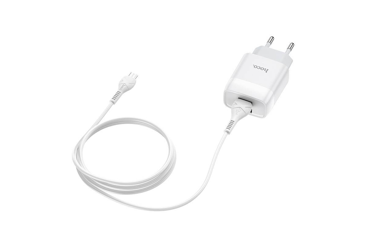 Сетевое зарядное устройство 2 USB 2400 mAh + кабель micro USB HOCO C73A белый