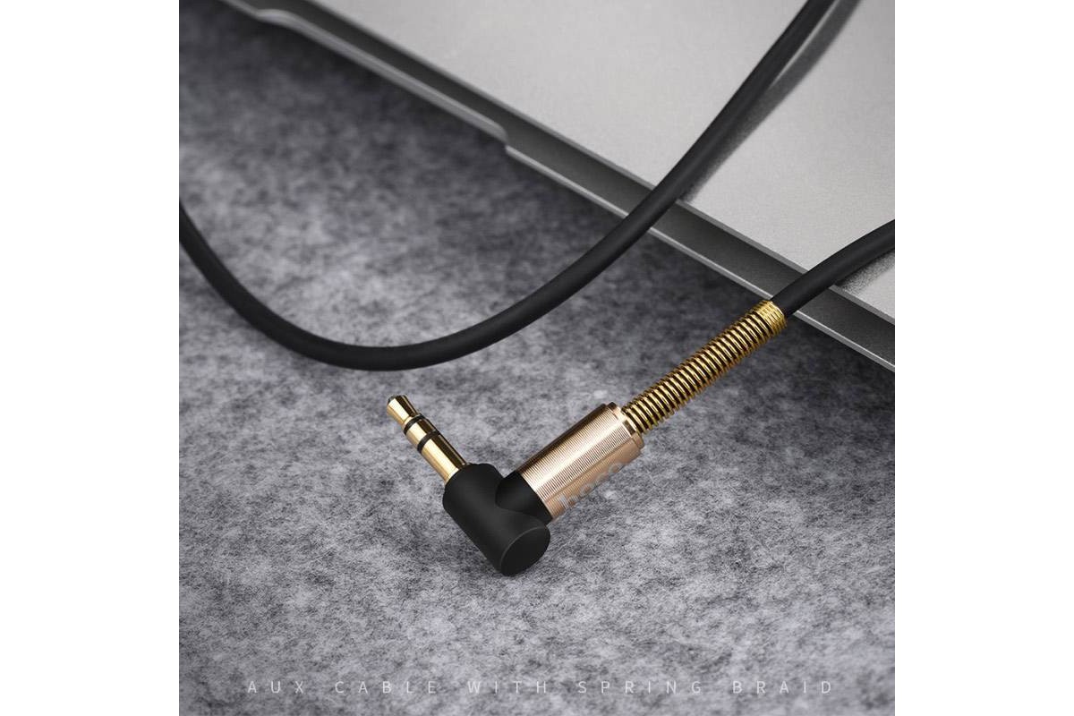 Кабель удлинитель HOCO UPA02 AUX Spring Audio cable 3.5 1 метр черный