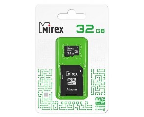 Карта памяти microSDHC MIREX 32 GB (class 10) с адаптером (13613-AD10SD32)