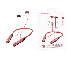 Наушники вакуумные беспроводные BOROFONE BE69 Crystal flash neck-mounted (красный кристалл)