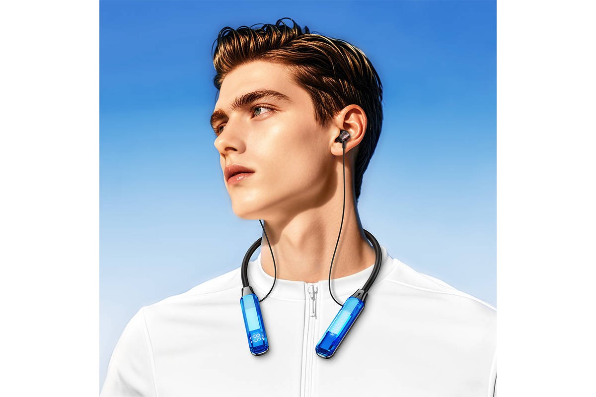 Наушники вакуумные беспроводные BOROFONE BE69 Crystal flash neck-mounted (красный кристалл)