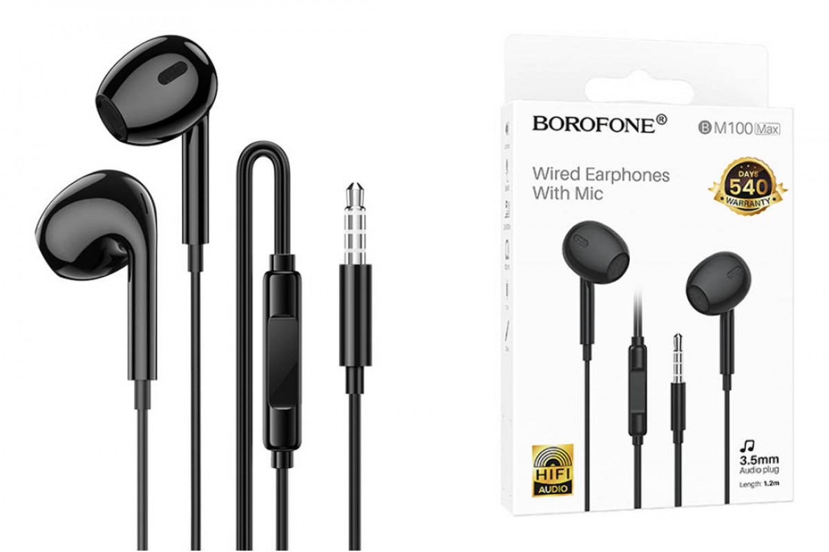Наушники вакуумные проводные BOROFONE BM100 Max Fuente (черный)