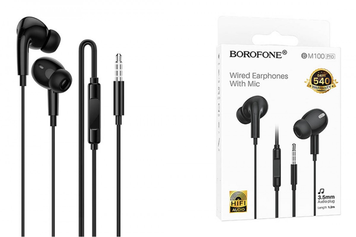 Наушники вакуумные проводные BOROFONE BM100 Pro Fuente (черный)