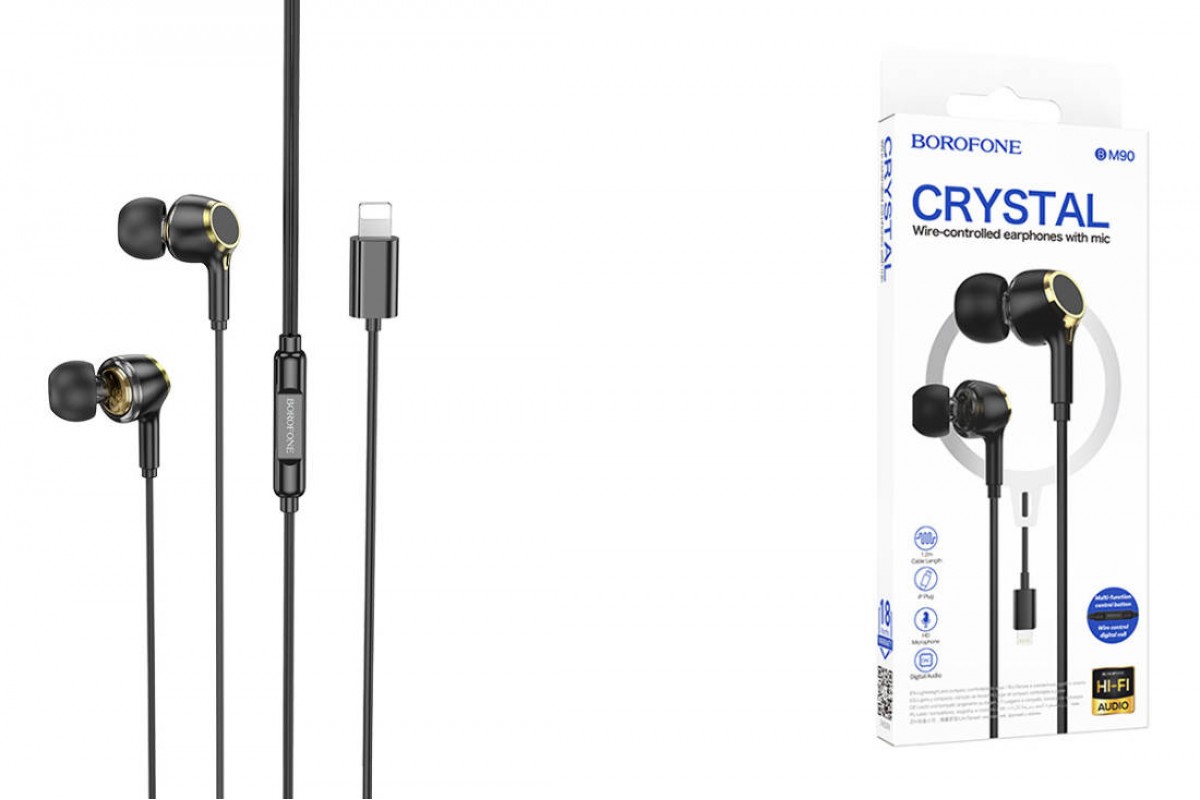 Наушники вакуумные проводные BOROFONE BM90 Miller штекер Lightning (черный)