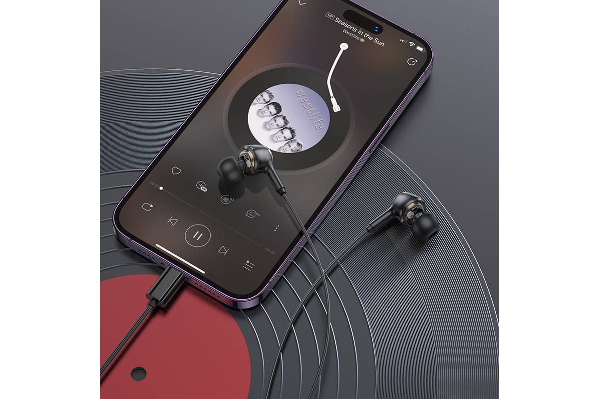 Наушники вакуумные проводные BOROFONE BM90 Miller штекер Lightning (черный)