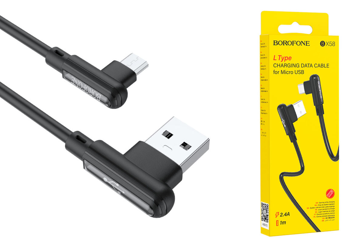 Кабель USB - MicroUSB BOROFONE BX58 2,4A черный 1м