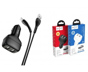 Автомобильное зарядное устройство АЗУ 2USB + кабель MicroUSB HOCO Z36 Leader 2400mAh (черный)