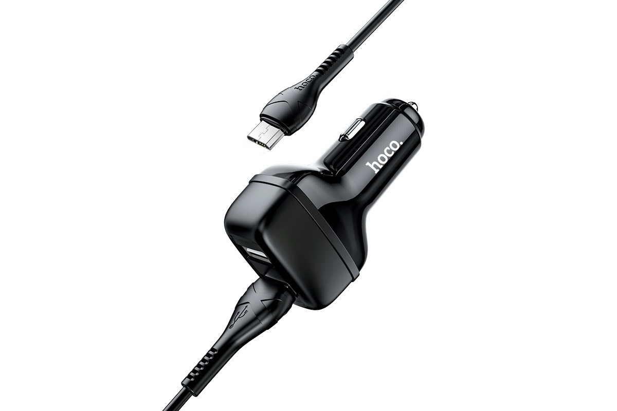 Автомобильное зарядное устройство 2USB 2400mAh HOCO Z36 Leader dual port + кабель micro USB черный