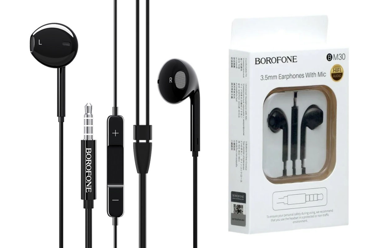 Наушники BOROFONE BM30 universal earphones AUX 3.5mm черная