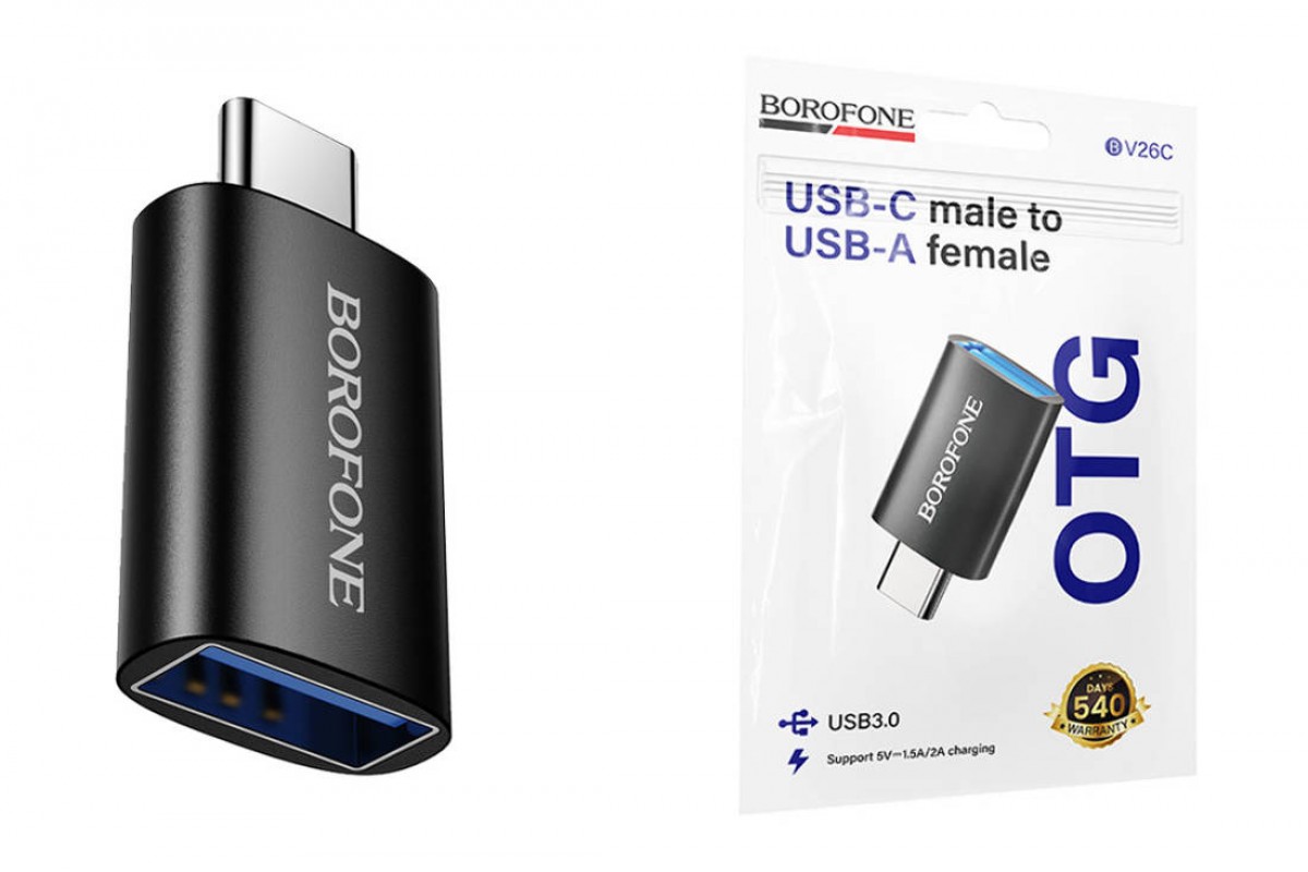 Переходник OTG Borofone BV26C Type-C штекер на USB USB3.0 (черный)
