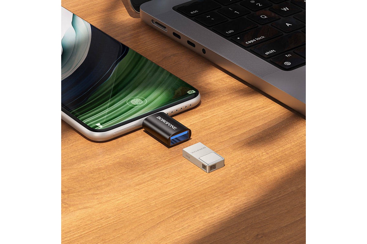 Переходник OTG Borofone BV26C Type-C штекер на USB USB3.0 (черный)