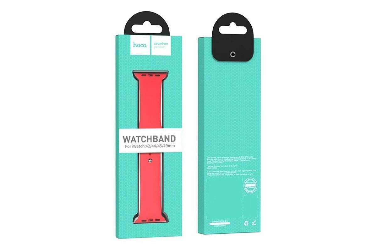 Ремешок для Apple Watch HOCO WA01 Классический спортивный силиконовый ремешок Flexible series (42-49 мм, красный)