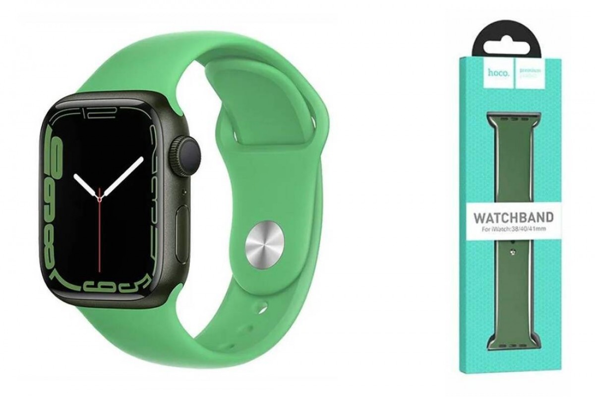 Ремешок для Apple Watch HOCO WA01 Классический спортивный силиконовый ремешок Flexible series (42-49 мм, ярко-зеленый)