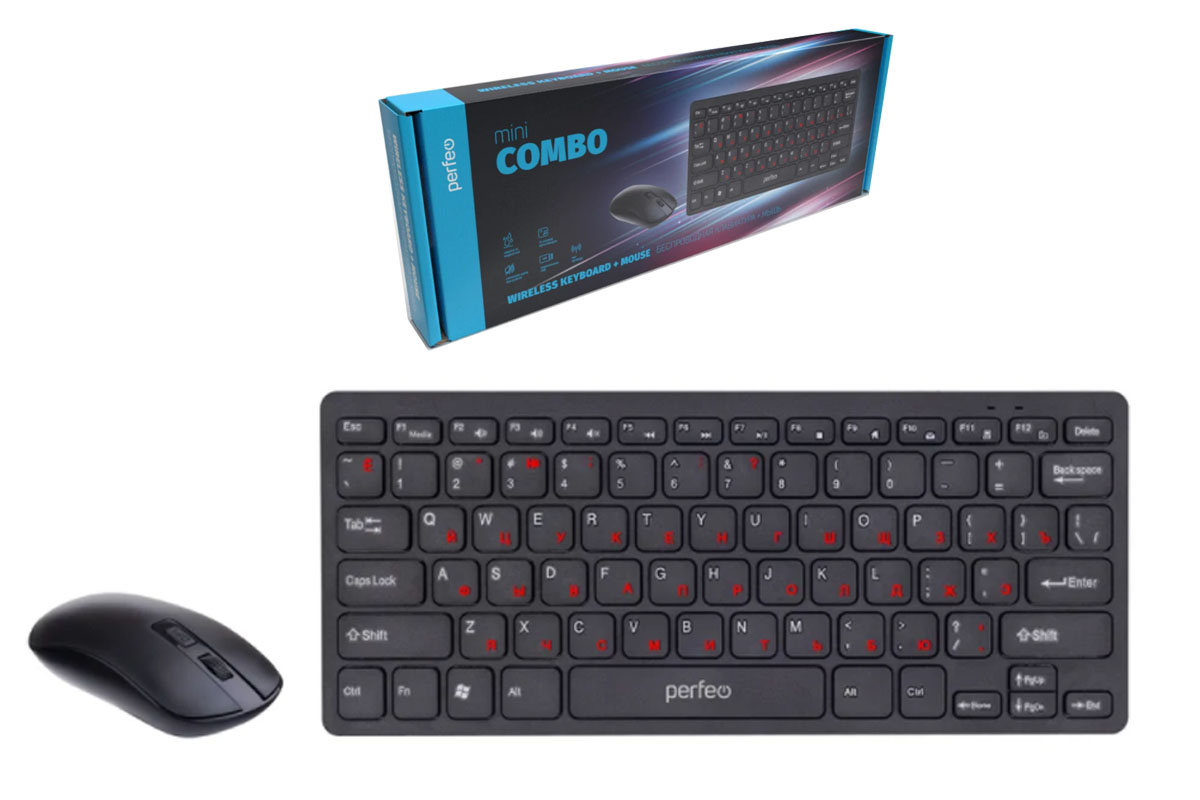 Комплект клавиатура+мышь беспроводной Perfeo "mini COMBO", USB PF_B4898