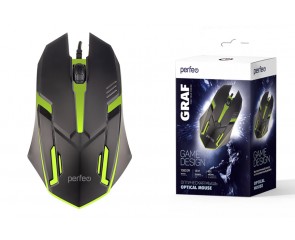 Мышь игровая проводная Perfeo "GRAF", 3 кн, USB 7 цв. подсветка, 1000 DPI PF_A4798 (черный)