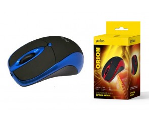 Мышь проводная Perfeo "ORION", 3 кн, DPI 1000, USB PF_A4792 (черно-синий)