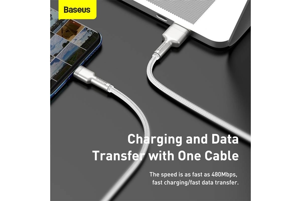 Кабель USB - USB Type-C BASEUS Cafule Series Metal 6A, 66W, 2 м, белый Кабель USB - USB Type-C BASEUS Cafule Series Metal 6A, 66W, 2 м, белый