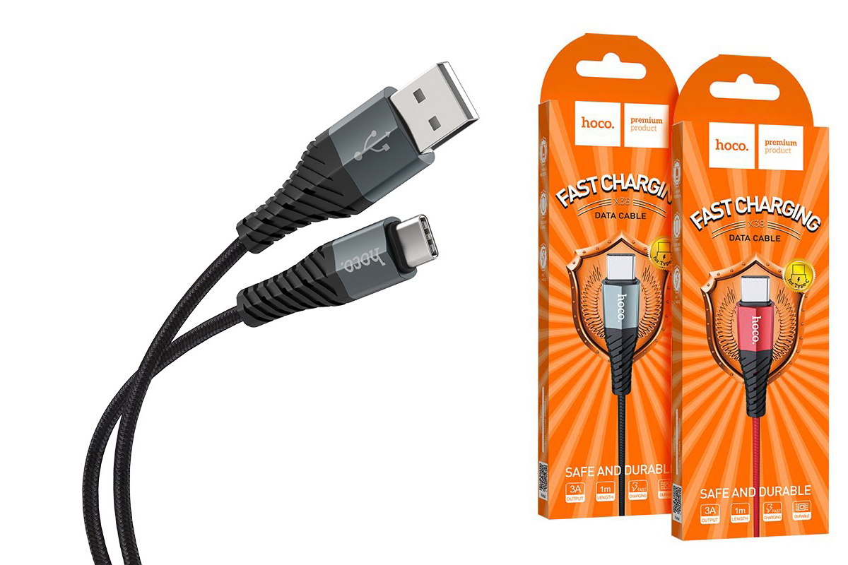 USB D.CABLE HOCO X38 Cool Charging data cable for Type-C (черный) 1 метр