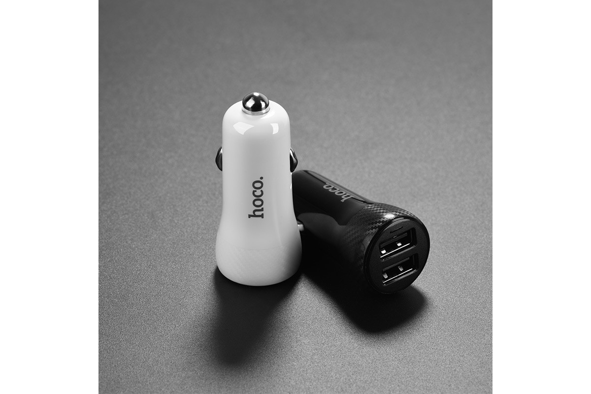 Автомобильное зарядное устройство 2USB HOCO Z21 Ascender double USB port car charger with digital display 2400 mAh черный