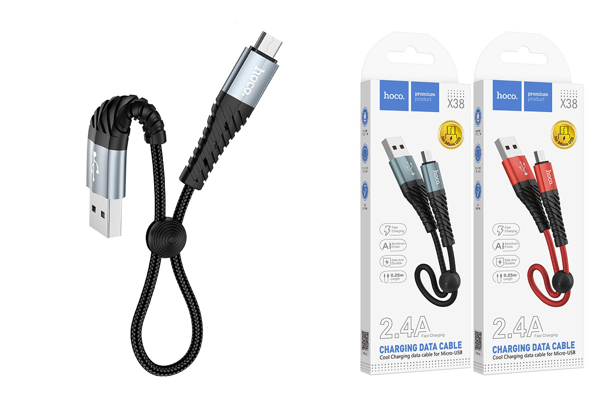Кабель USB micro USB HOCO X38 Cool Charging data cable for Micro(L=0.25M) черный