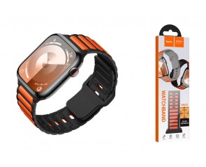 Ремешок для Apple Watch HOCO WA31 Flexible series two-color silicone strap (38/40/41 мм) черно-белый с оранжевым