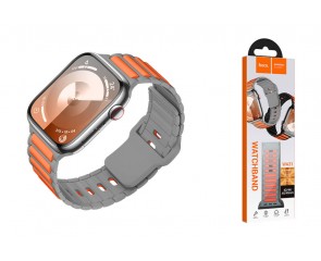 Ремешок для Apple Watch HOCO WA31 Flexible series two-color silicone strap (38/40/41 мм) серо-белый с оранжевым