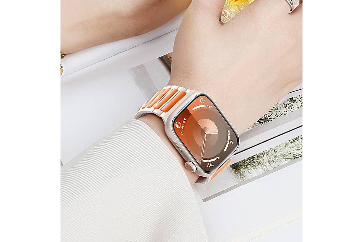 Ремешок для Apple Watch HOCO WA31 Flexible series two-color silicone strap (38/40/41 мм) серо-белый с оранжевым
