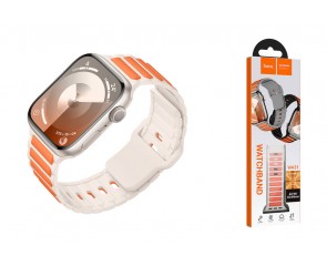 Ремешок для Apple Watch HOCO WA31 Flexible series two-color silicone strap (38/40/41 мм) звездно-белый с оранжевым