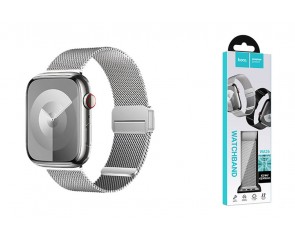 Ремешок для Apple Watch HOCO WA26 May series two-section double magnetic buckle milanese strap (42/44/45/49 мм) серебристый