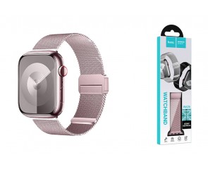 Ремешок для Apple Watch HOCO WA26 May series two-section double magnetic buckle milanese strap(42/44/45/49 мм) розовая роза