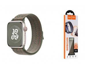 Ремешок для Apple Watch HOCO WA25 Original series nylon strap (38/40/41 мм) темно-зеленый с оранжевым