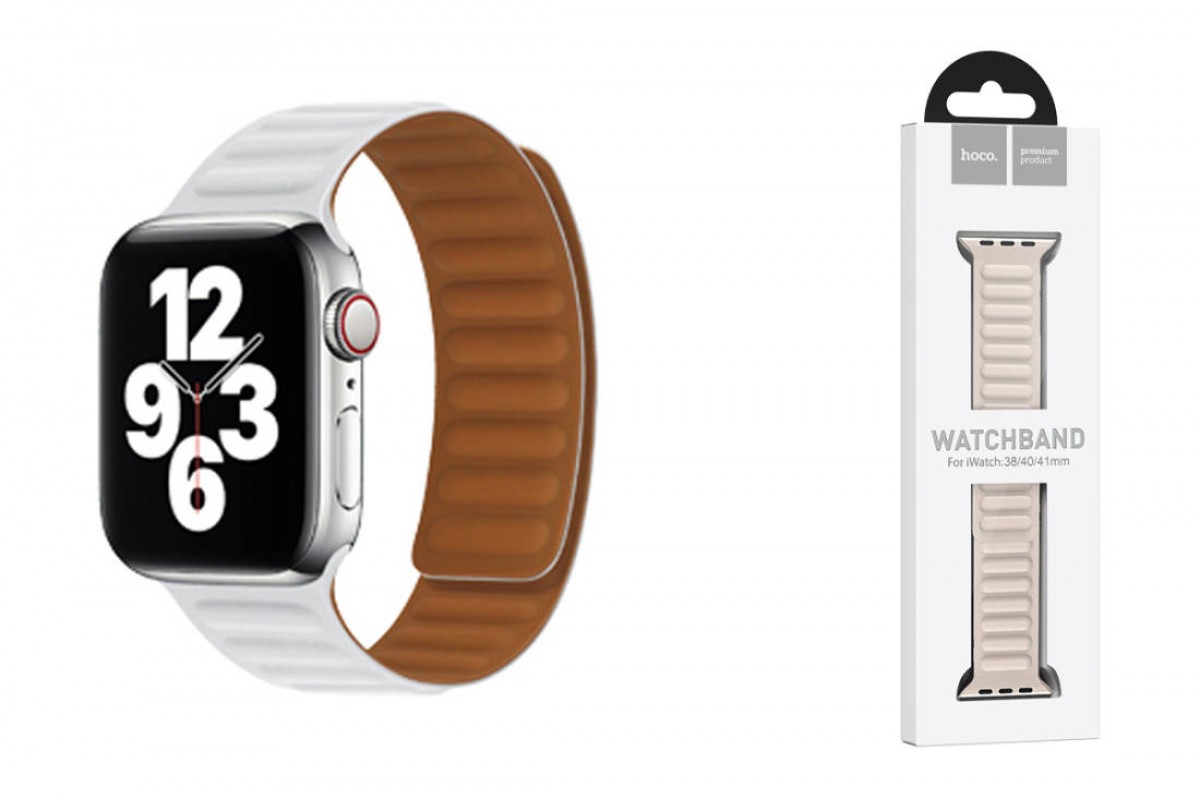 Ремешок для Apple Watch HOCO WA21 Flexible series second-generation chain magnetic silicone strap (38/40/41 мм) белый