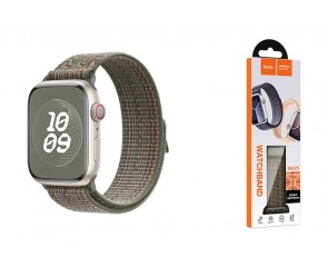 Ремешок для Apple Watch HOCO WA25 Original series nylon strap (42/44/45/49 мм)темно-зеленый с оранжевым
