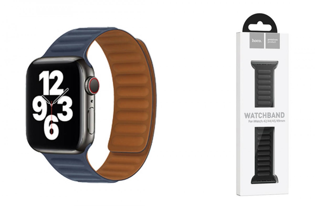 Ремешок для Apple Watch HOCO WA21 Flexible series second-generation chain magnetic silicone strap (42/44/45/49 мм) индиго
