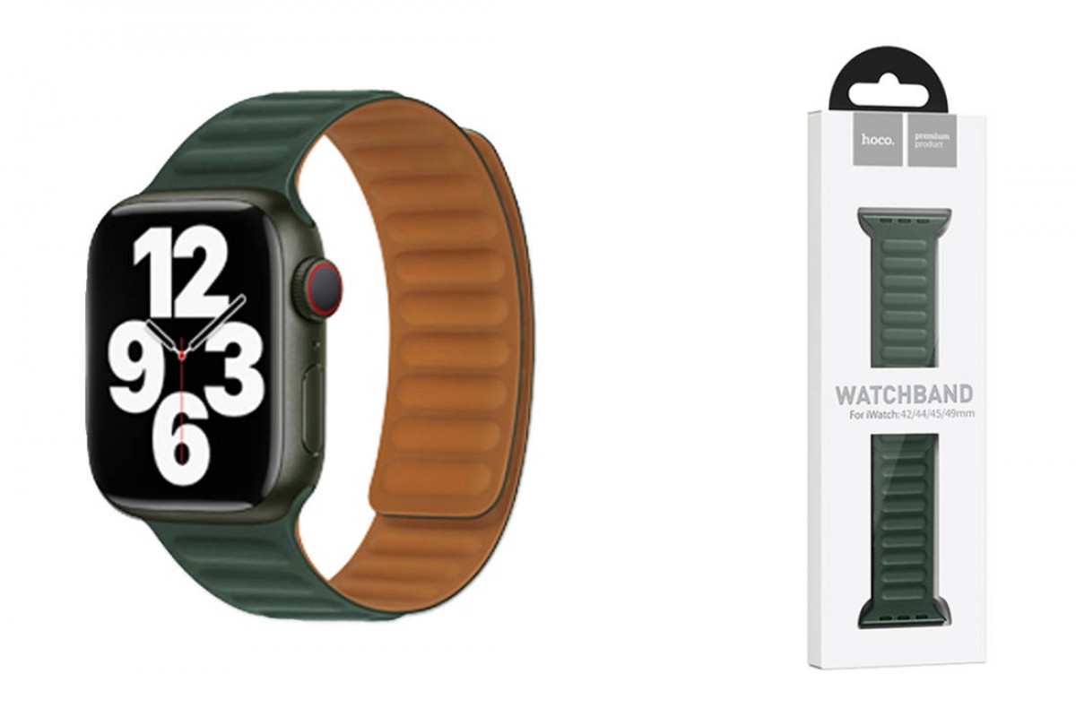 Ремешок для Apple Watch HOCO WA21 Flexible series second-generation chain magnetic silicone strap (42/44/45/49 мм) елово-зеленый