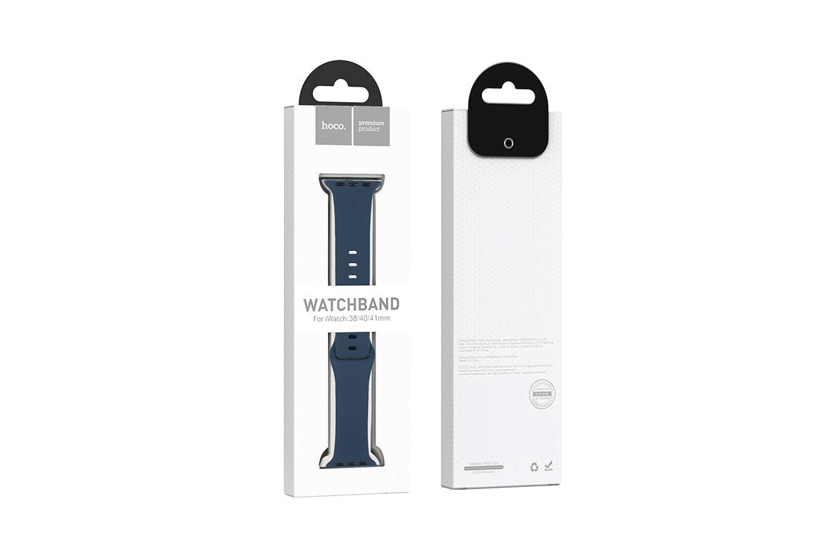 Ремешок для Apple Watch HOCO WA15 Flexible series 8-character buckle solid color silicone strap (42/44/45/49 мм) морская синева