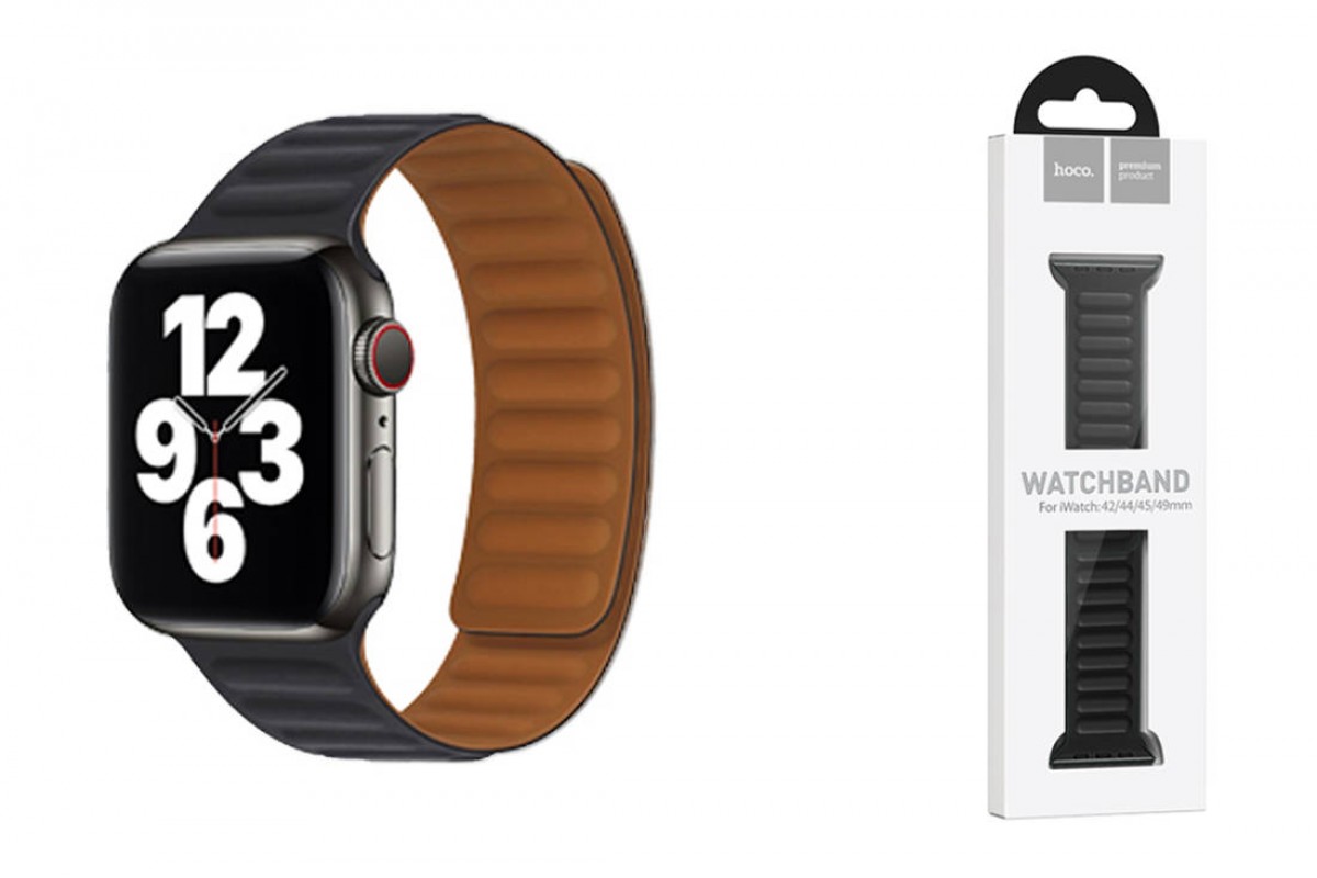 Ремешок для Apple Watch HOCO WA21 Flexible series second-generation chain magnetic silicone strap (42/44/45/49 мм) черный