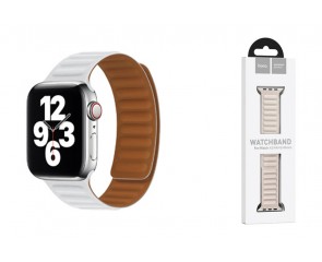 Ремешок для Apple Watch HOCO WA21 Flexible series second-generation chain magnetic silicone strap (42/44/45/49 мм) белый